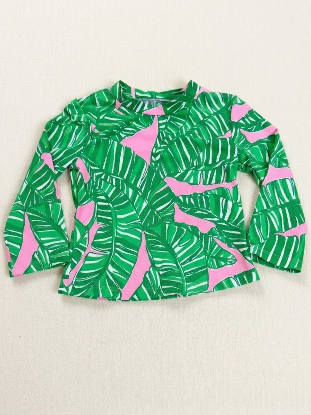 Lilly Pulitzer Kids Girls Rash Guard Swim Top - Palm Leaf Print - Size 4
